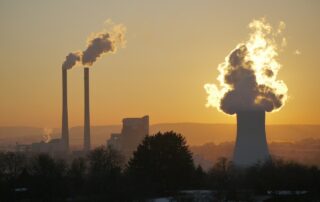 Smoky power plant chimneys